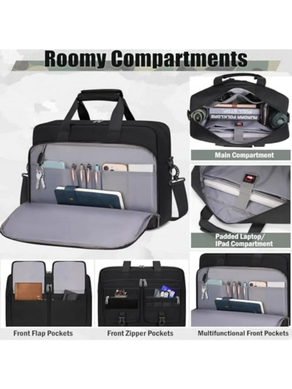 Tactical Military Laptop Bag for Men - Large Briefcase with Multiple Pockets